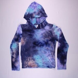 Sweet Hoodie Womens Medium Blue Tye Dye Boho Running USA Made Soft‎ & Light